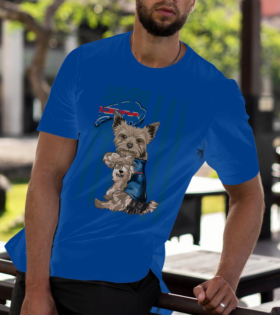 Yorkshire Terrier I Love Mom Buffalo Bills Fan T-Shirt
