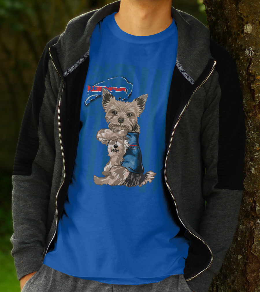 Yorkshire Terrier I Love Mom Buffalo Bills Fan T-Shirt