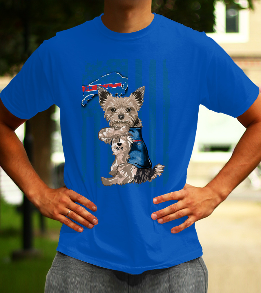 Yorkshire Terrier I Love Mom Buffalo Bills Fan T-Shirt