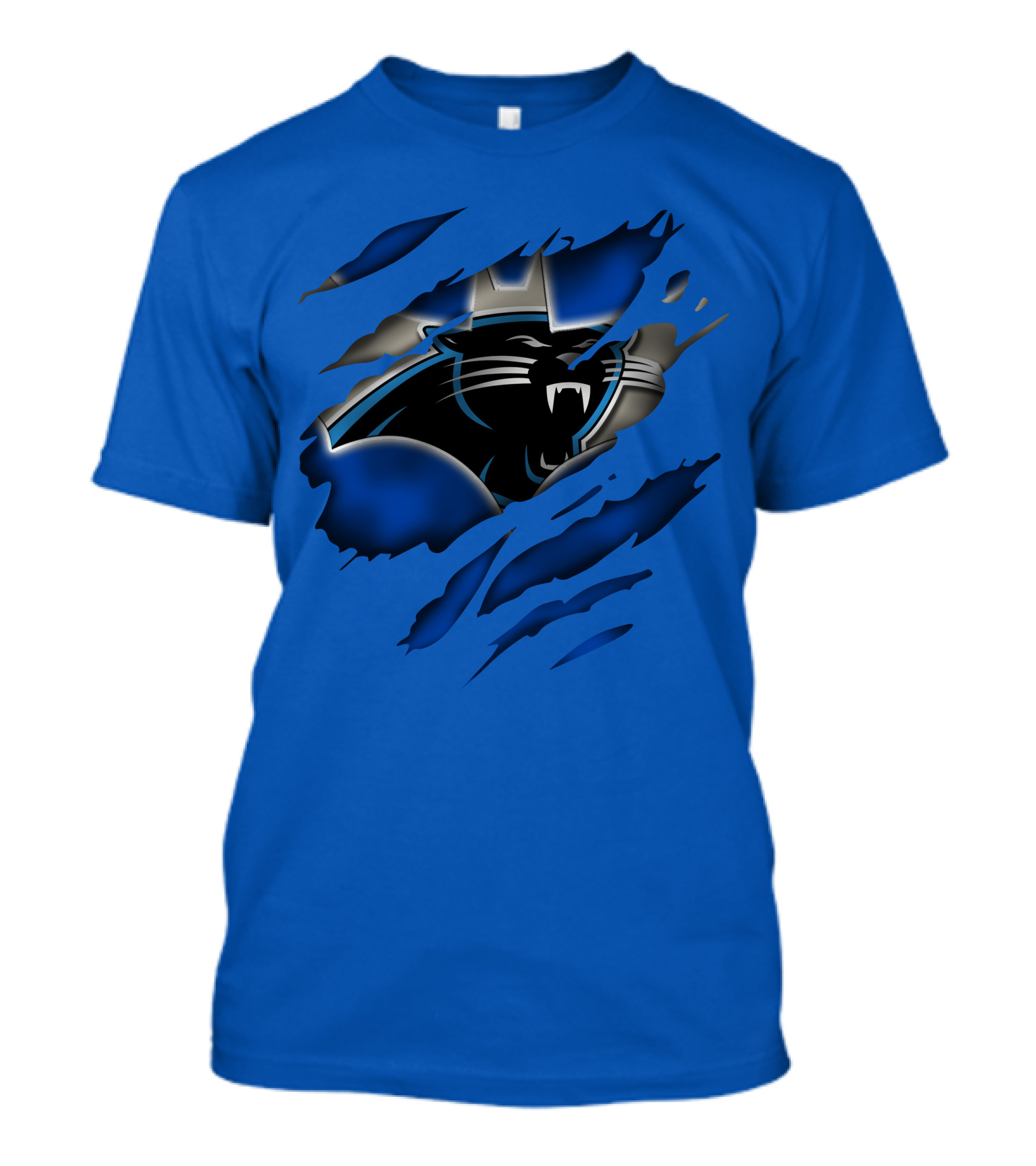Carolina Panthers 25 Roaring Panther Claw Mark Blue T-Shirt