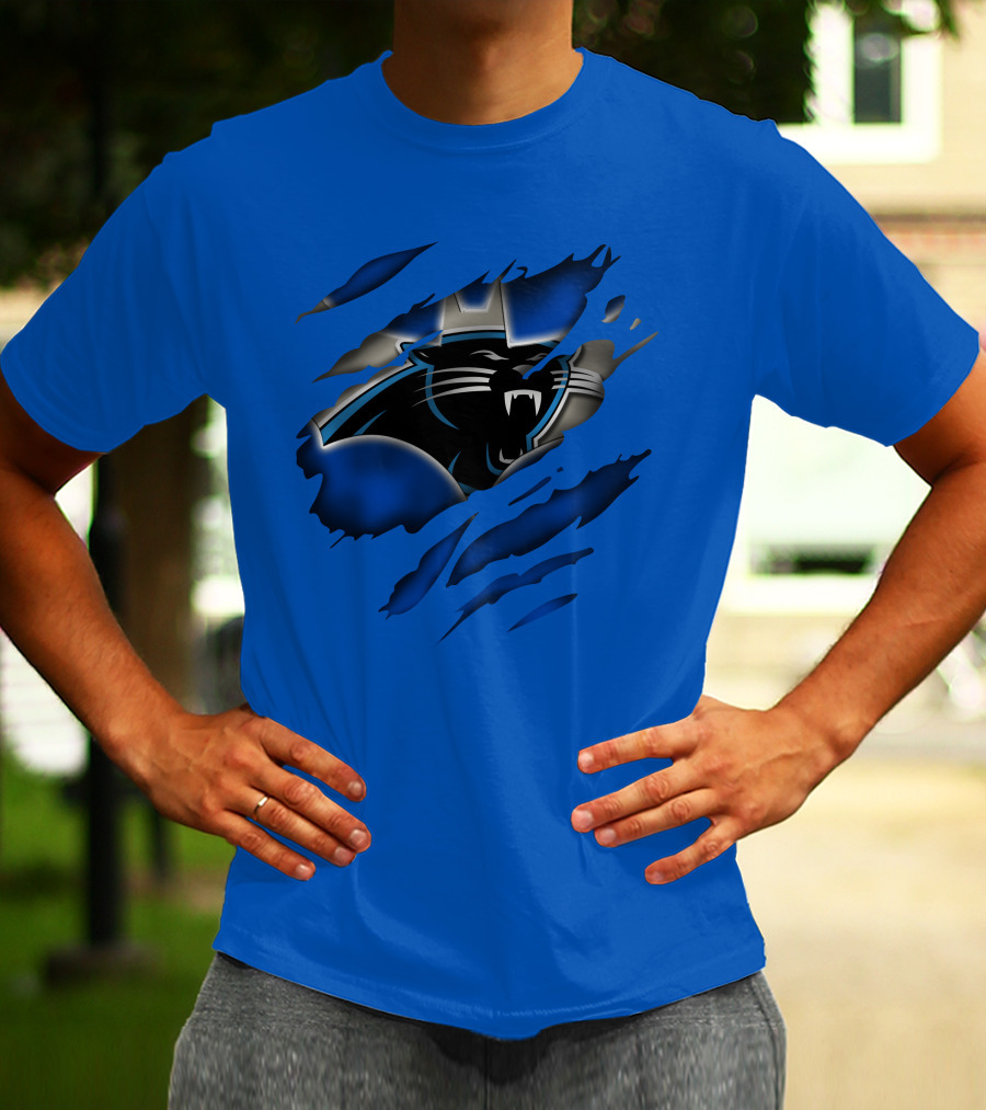Carolina Panthers 25 Roaring Panther Claw Mark Blue T-Shirt