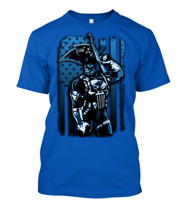 Carolina Panthers 31 Punisher Blue Flag T-Shirt