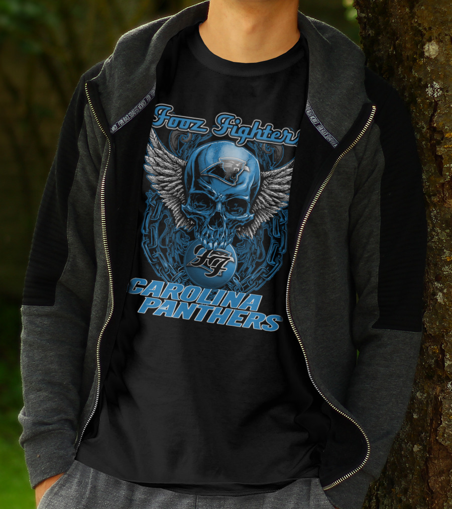 Foo Fighters Carolina Panthers Skull Winged T-Shirt