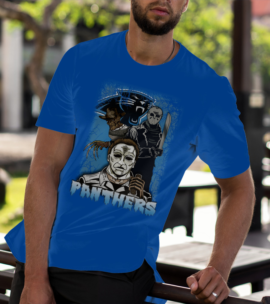Carolina Panthers Horror Movie Villains Mashup T-Shirt