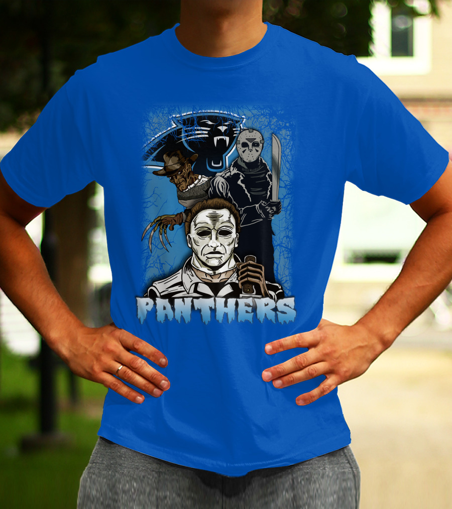 Carolina Panthers Horror Movie Villains Mashup T-Shirt
