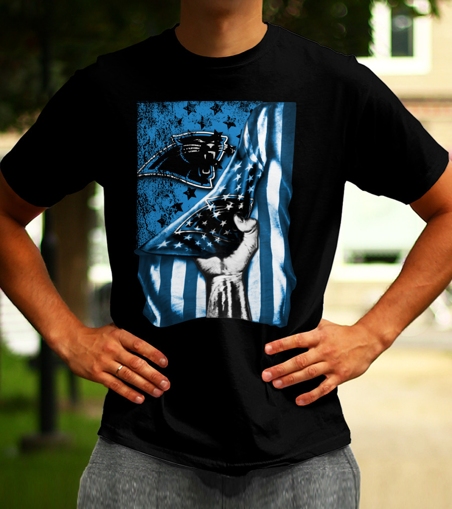 Flag V1 Carolina Panthers Stars And Stripes Fist T-Shirt