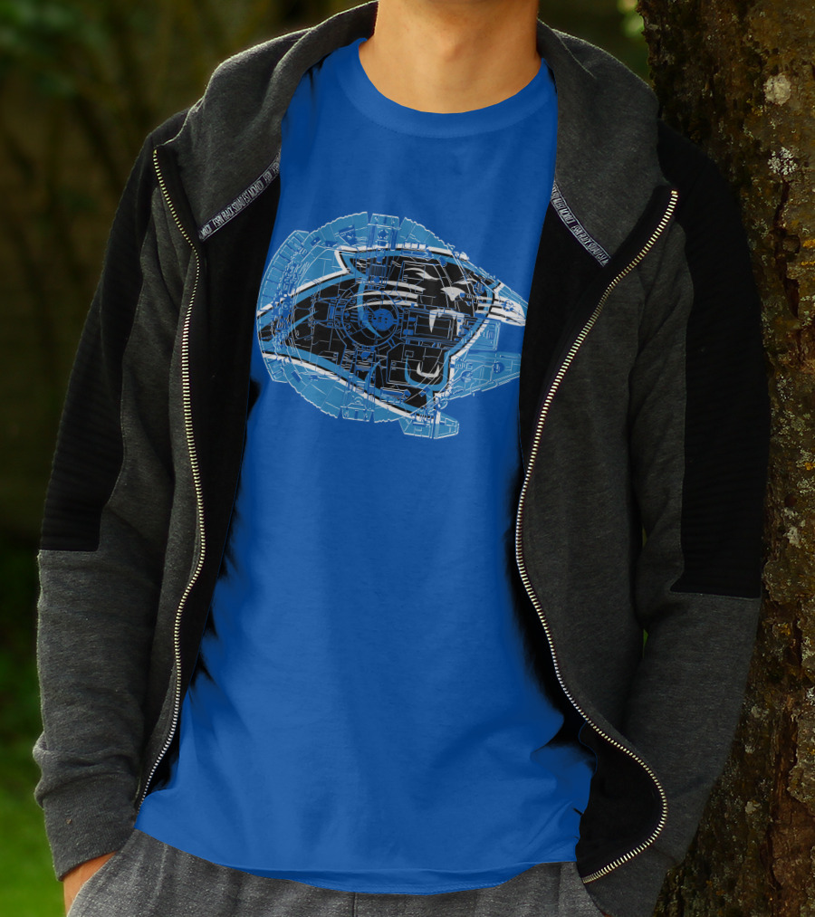 Carolina Panthers 56 Starship Blueprint Helmet T-Shirt
