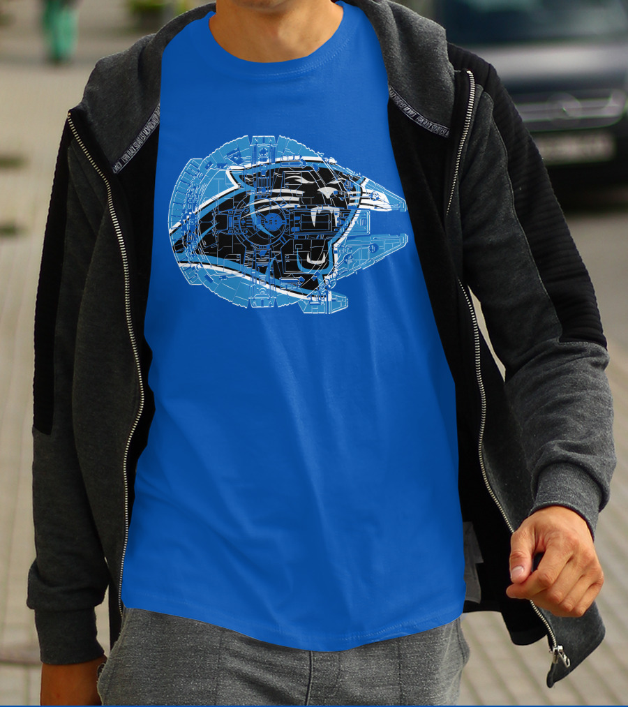 Carolina Panthers 56 Starship Blueprint Helmet T-Shirt