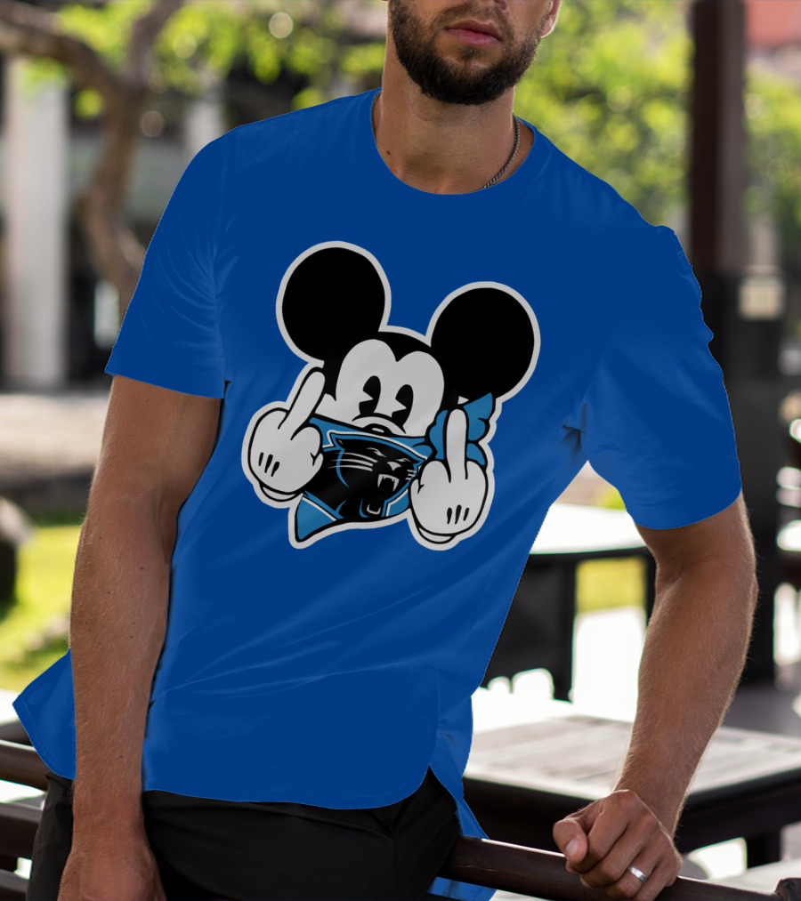 Carolina Panthers 45 Mickey Mouse Middle Finger T-Shirt