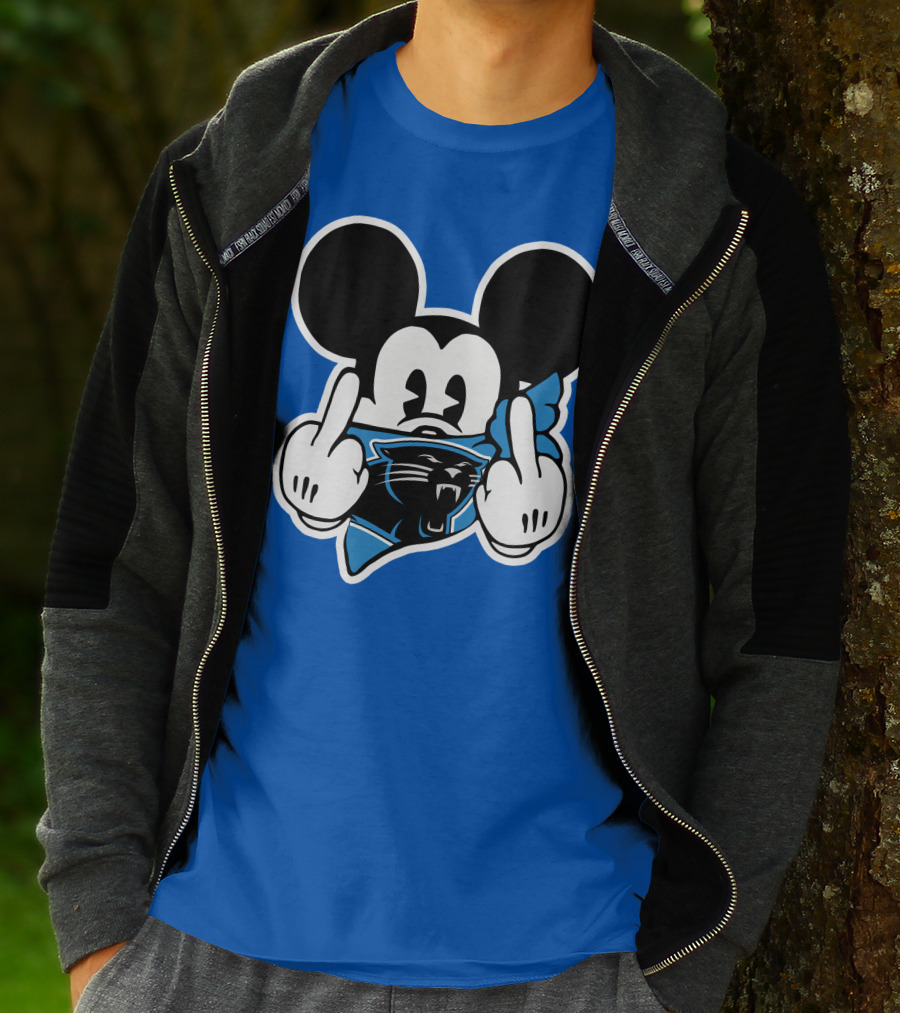 Carolina Panthers 45 Mickey Mouse Middle Finger T-Shirt