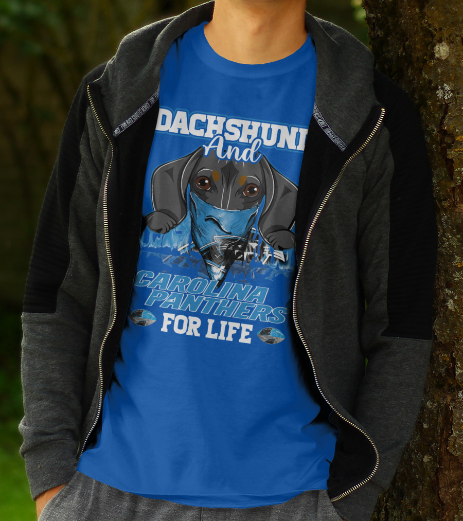Dachshund And Carolina Panthers For Life T-Shirt