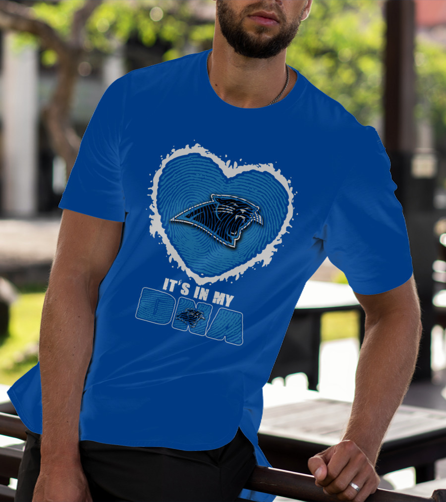 Carolina Panthers It's In My Dna Heart Fingerprint T-Shirt