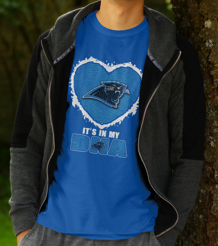 Carolina Panthers It's In My Dna Heart Fingerprint T-Shirt