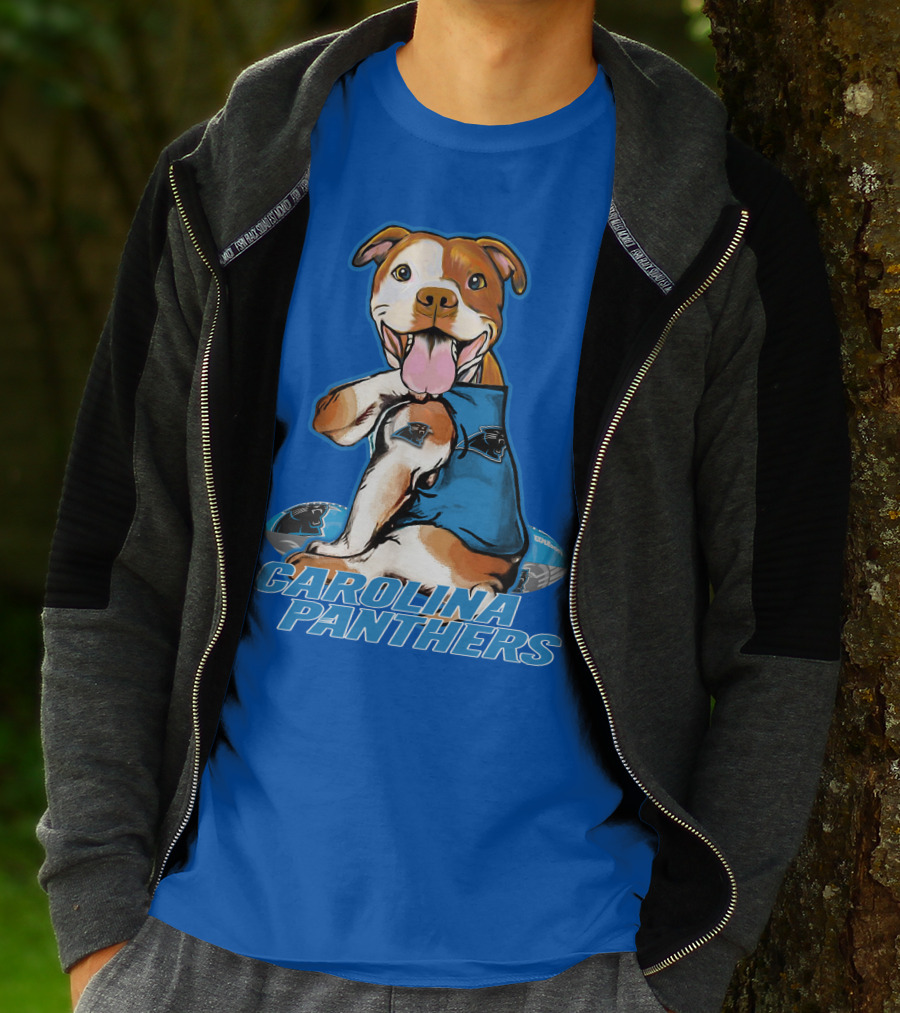 CAROLINA PANTHERS PITBULL TEAM SPIRIT WITH FOOTBALL AND TATTOOED JERSEY T-Shirt