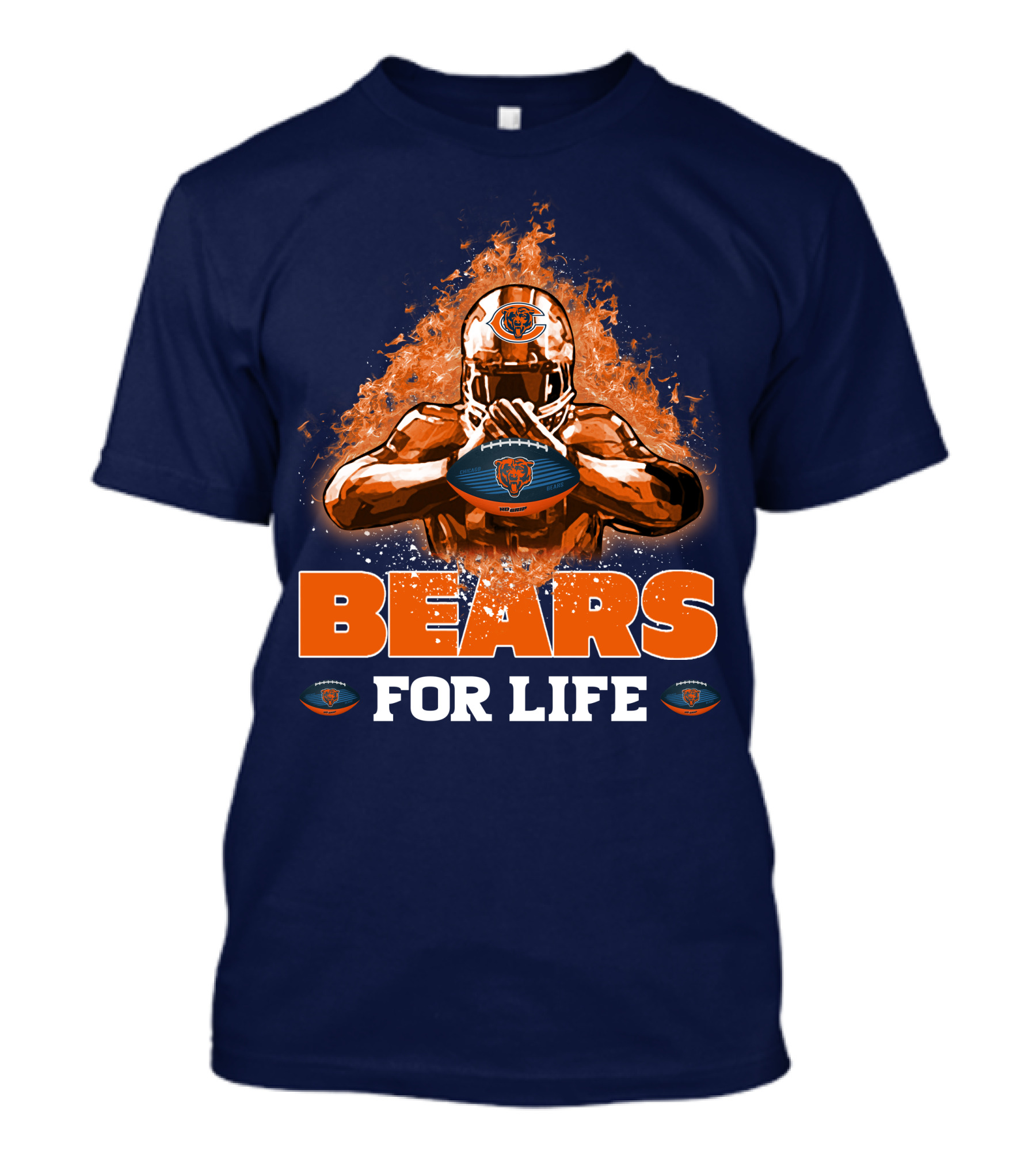 BEARS FOR LIFE CHICAGO BEARS FOOTBALL FLAMES T-Shirt