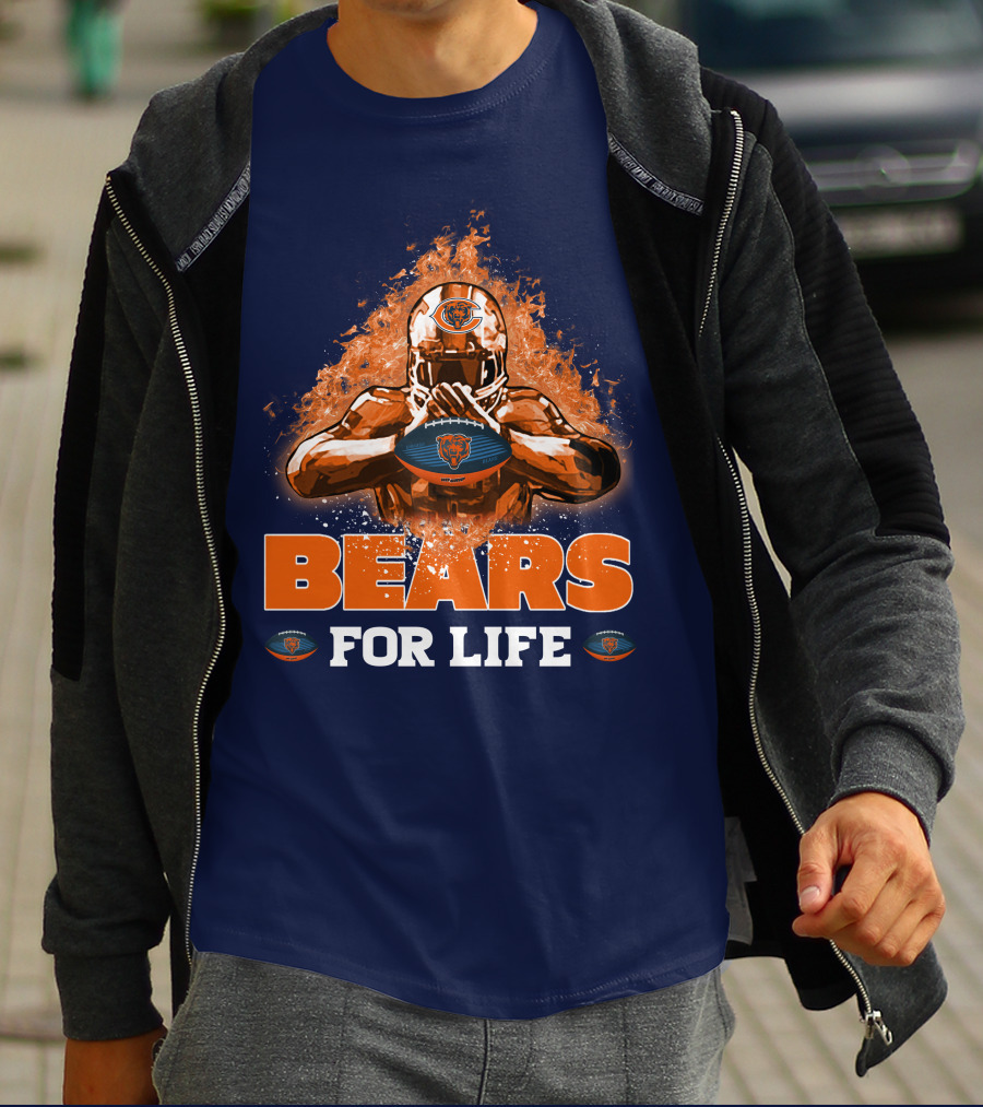BEARS FOR LIFE CHICAGO BEARS FOOTBALL FLAMES T-Shirt