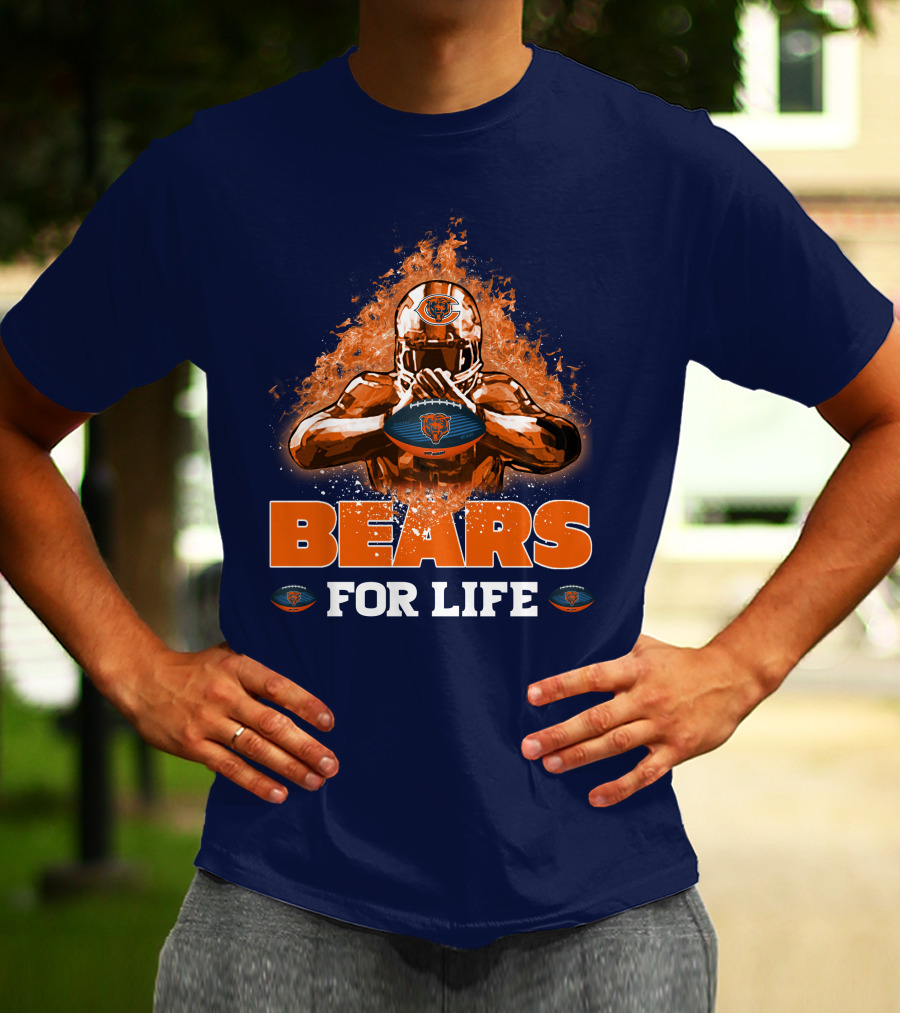 BEARS FOR LIFE CHICAGO BEARS FOOTBALL FLAMES T-Shirt