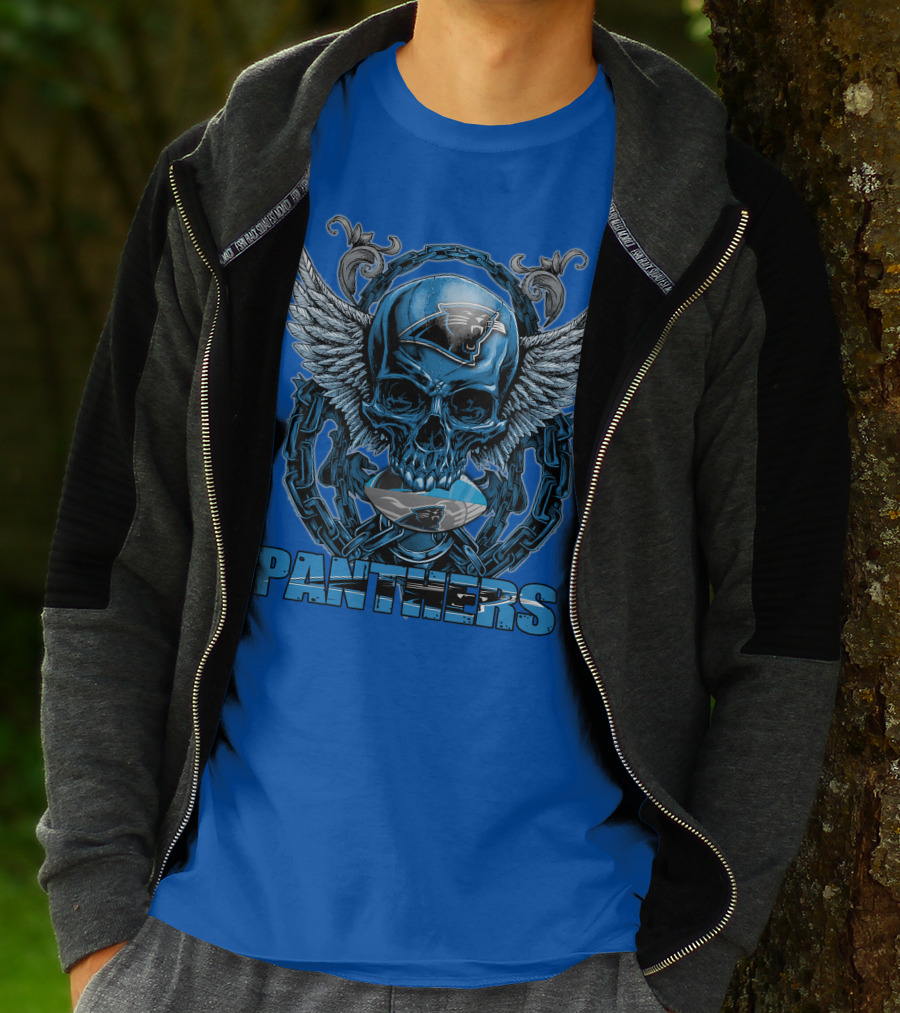 Skullfb PANTHERS Carolina Logo Wings Chains T-Shirt