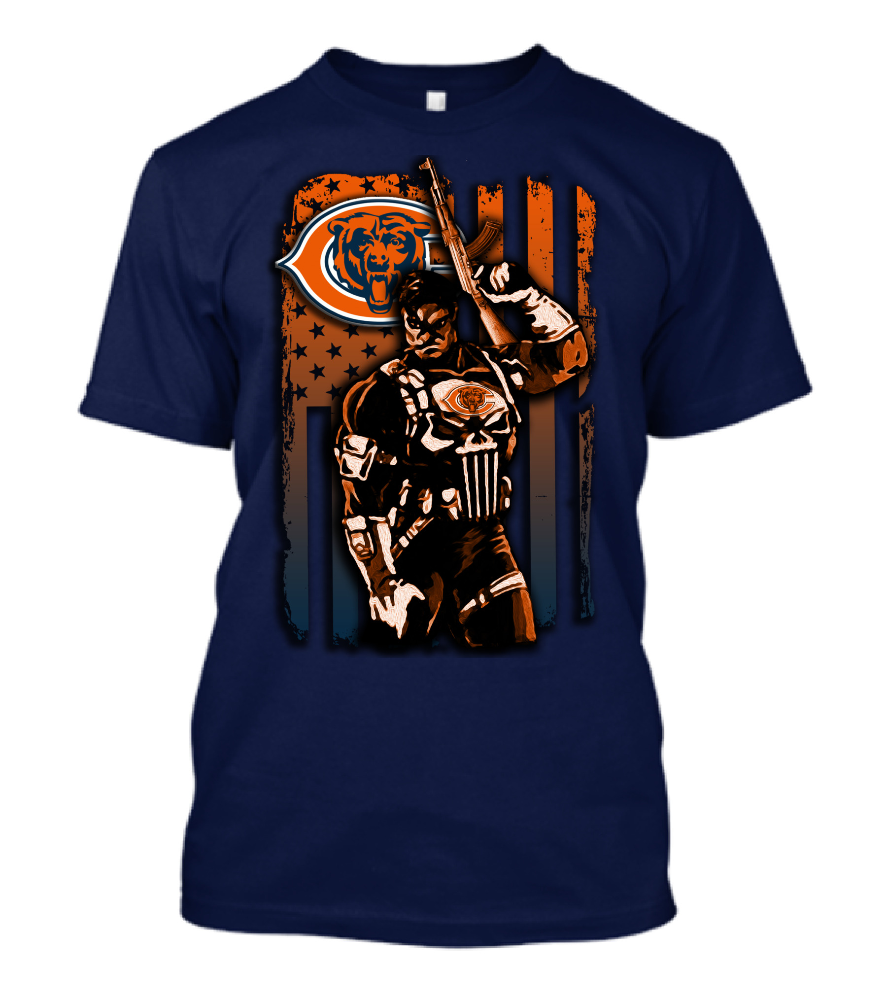 Chicago Bears Punisher Style Football T-Shirt