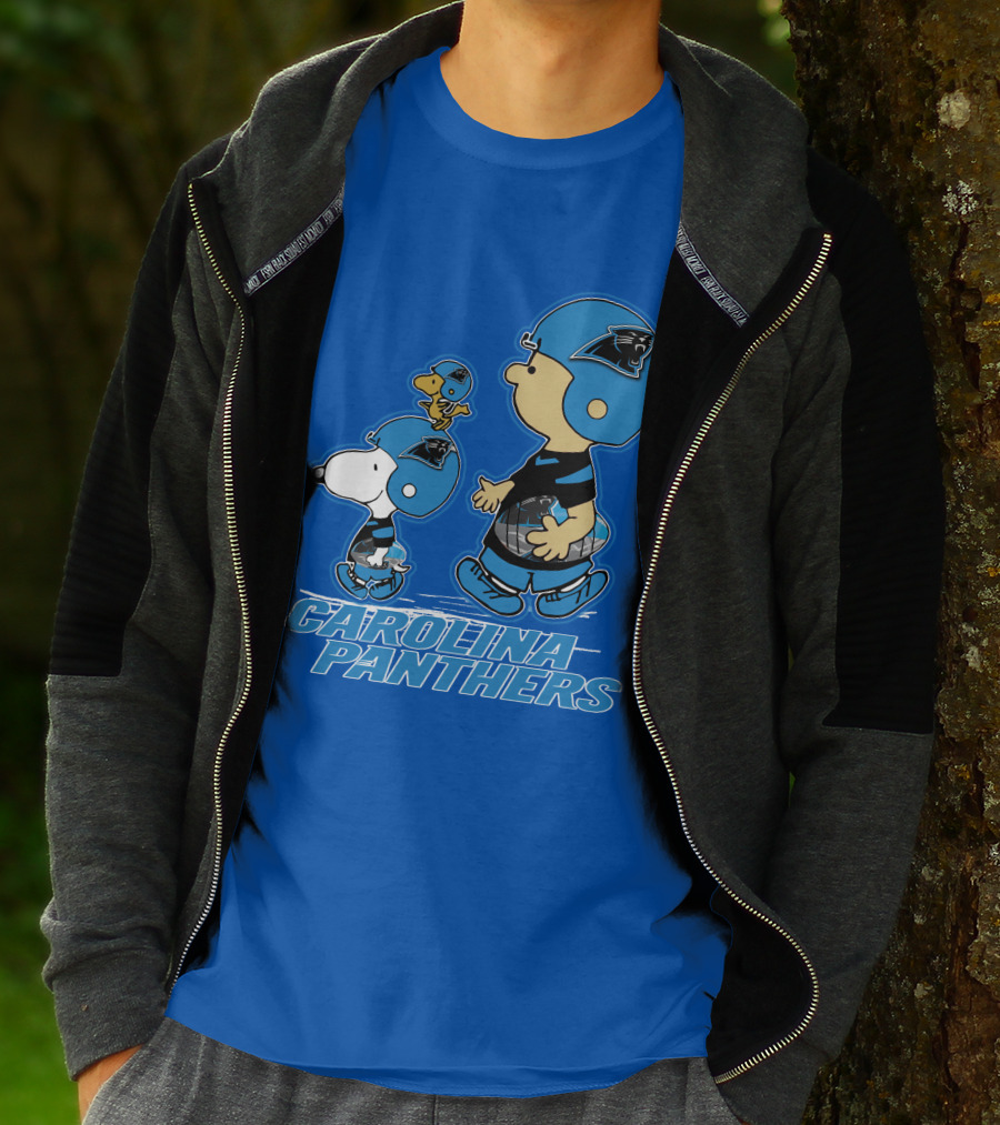 Snpfootball CAROLINA PANTHERS Peanuts Characters Blue Helmet T-Shirt