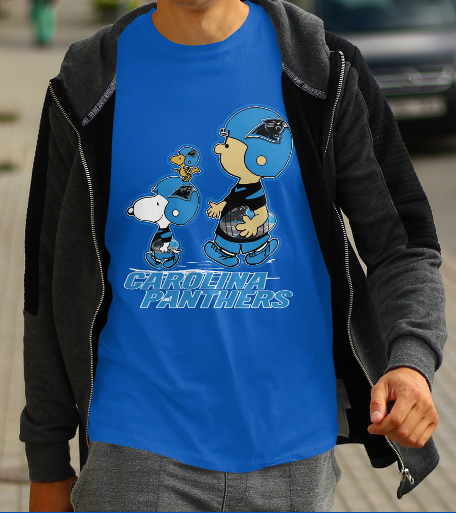Snpfootball CAROLINA PANTHERS Peanuts Characters Blue Helmet T-Shirt