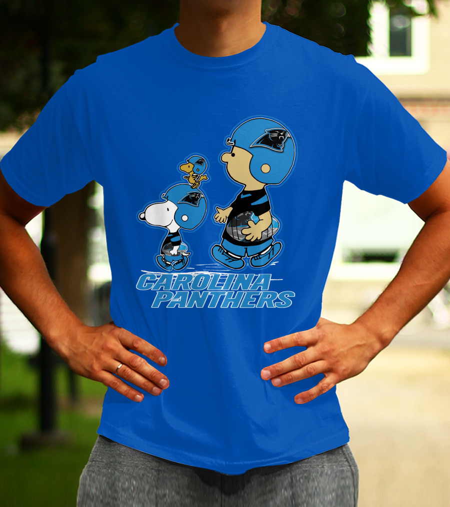 Snpfootball CAROLINA PANTHERS Peanuts Characters Blue Helmet T-Shirt
