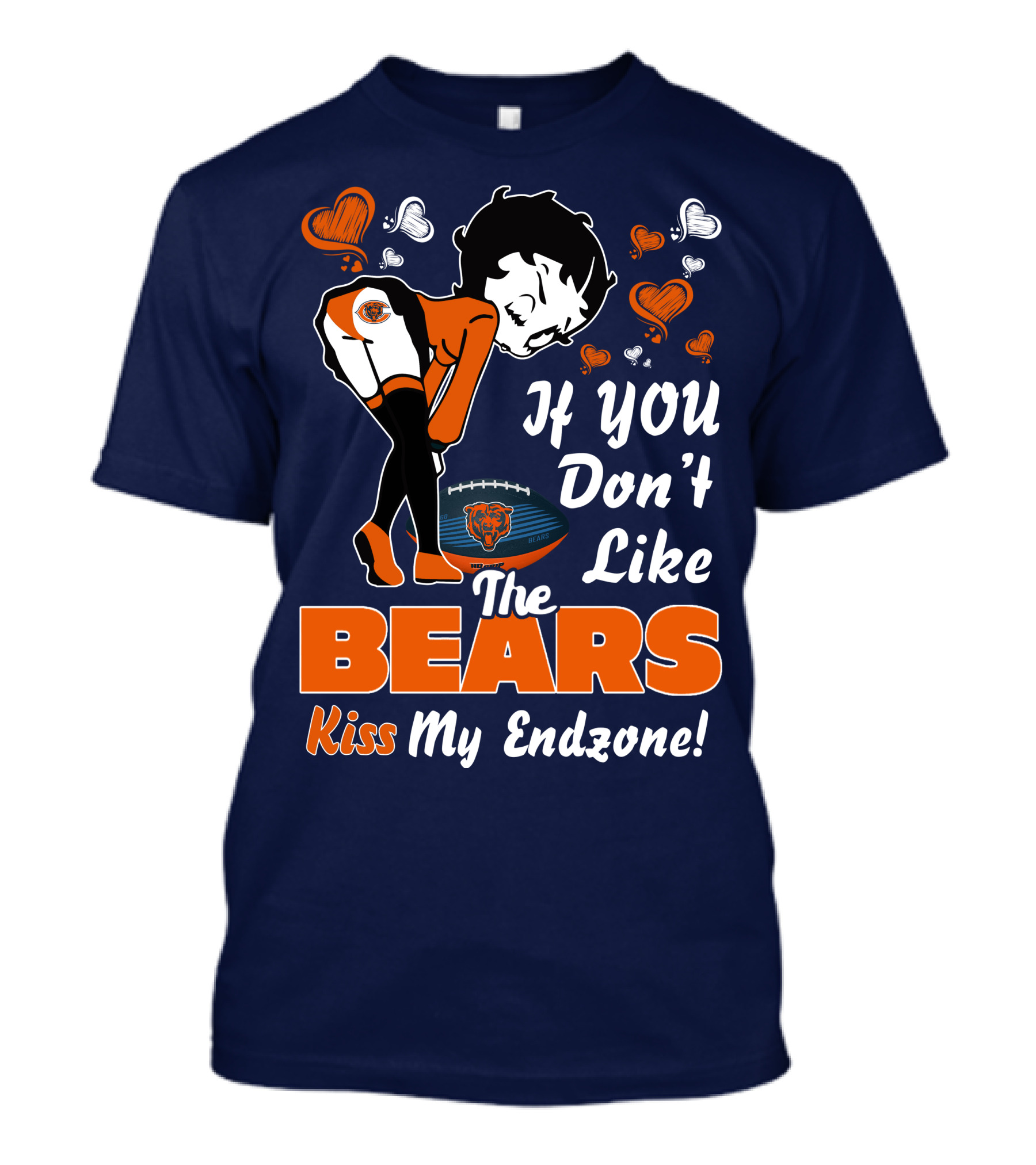 Betty Boop If You Don't Like The Chicago Bears Kiss My Endzone T-Shirt