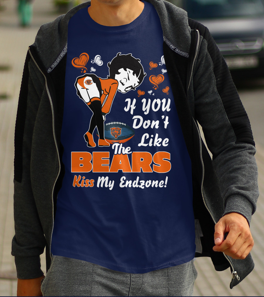 Betty Boop If You Don't Like The Chicago Bears Kiss My Endzone T-Shirt