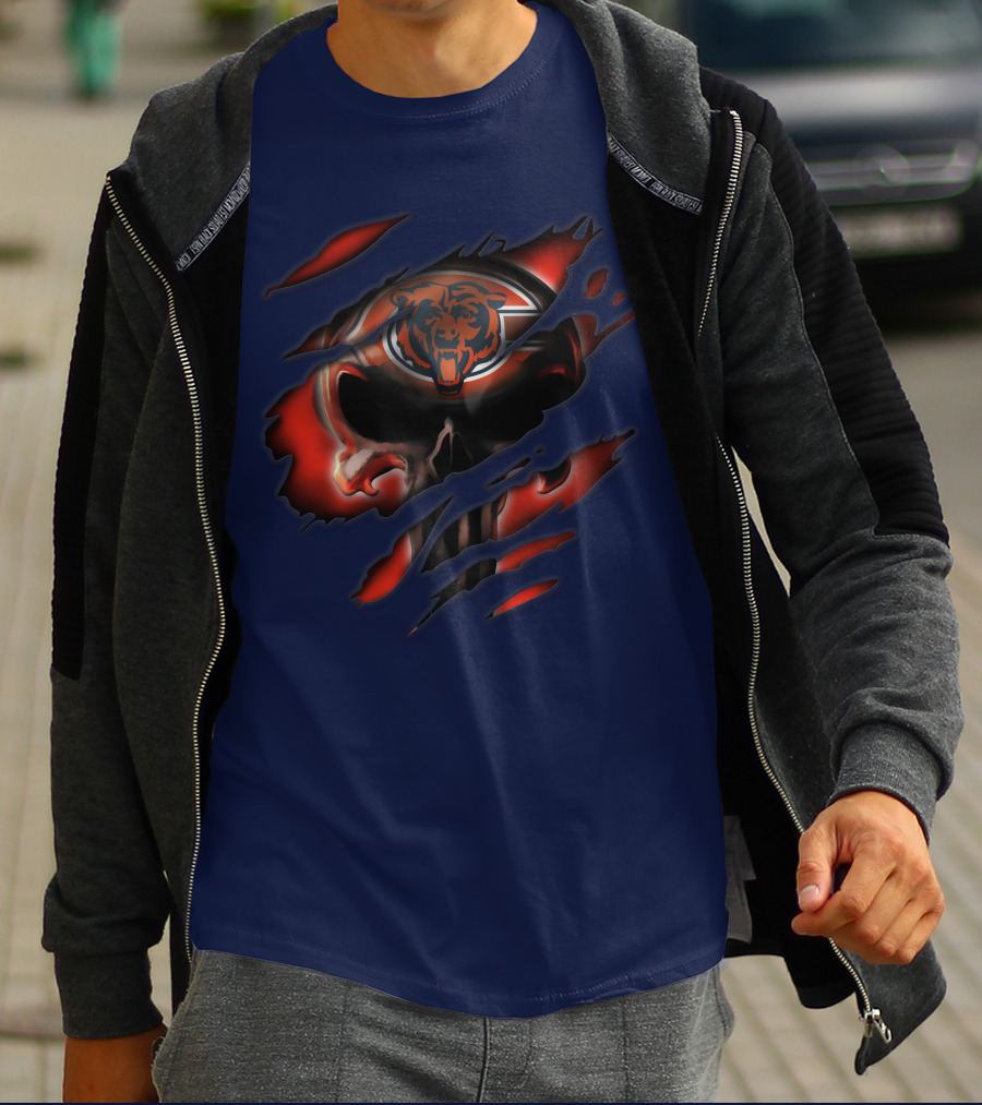 Chicago Bears 32 Skull Rips T-Shirt