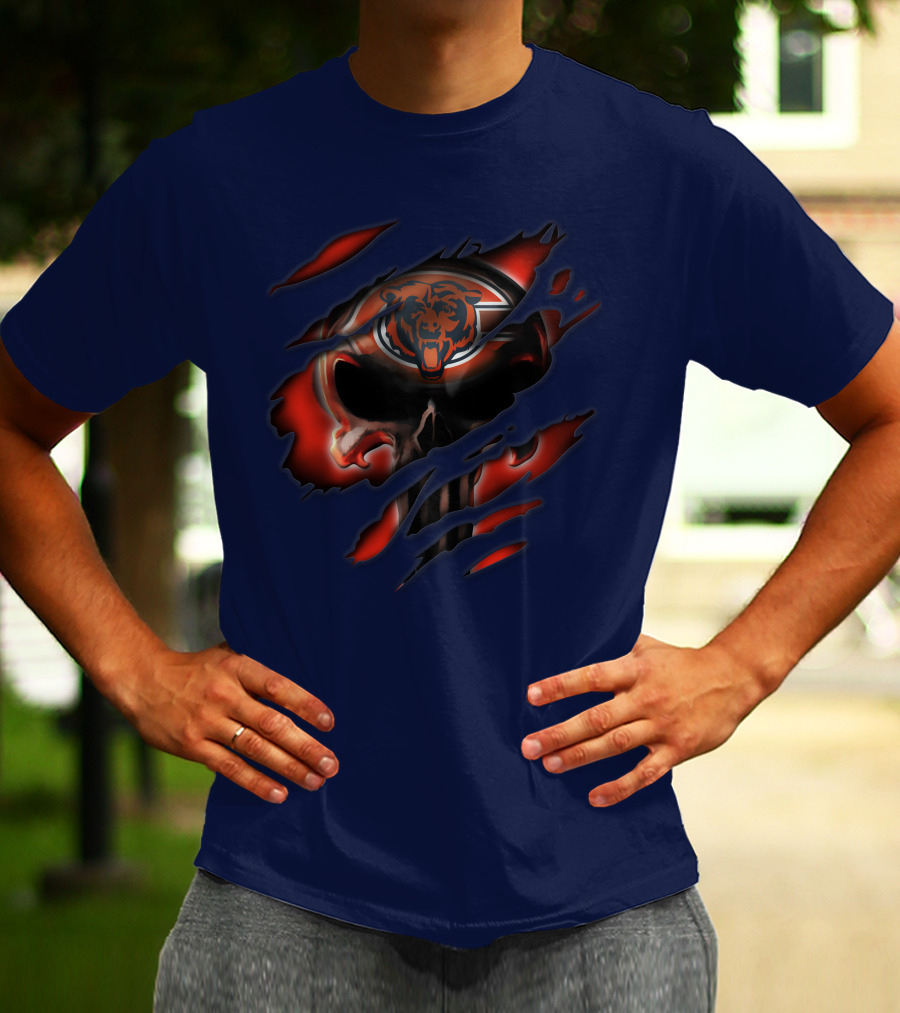 Chicago Bears 32 Skull Rips T-Shirt