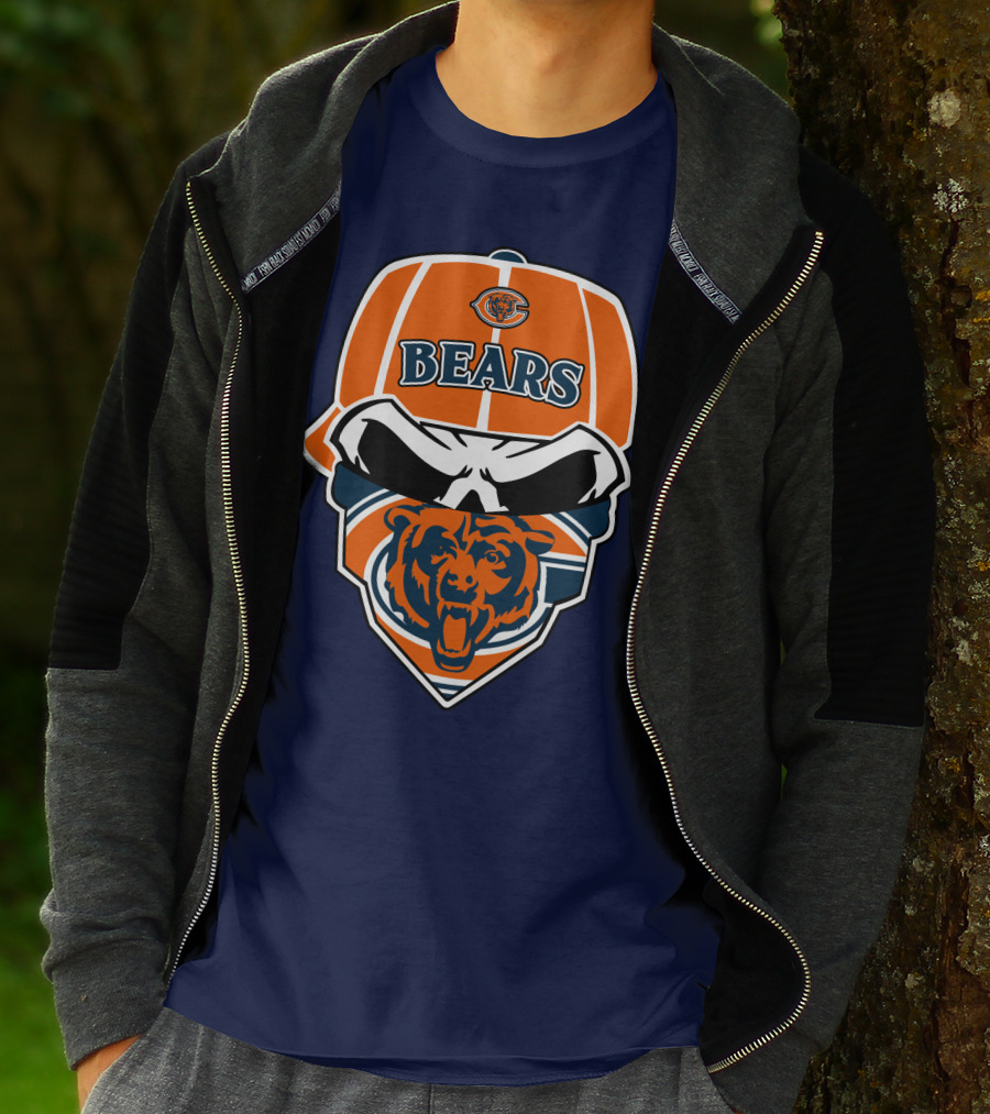 Chicago Bears 33 Skull Bandana Hat T-Shirt