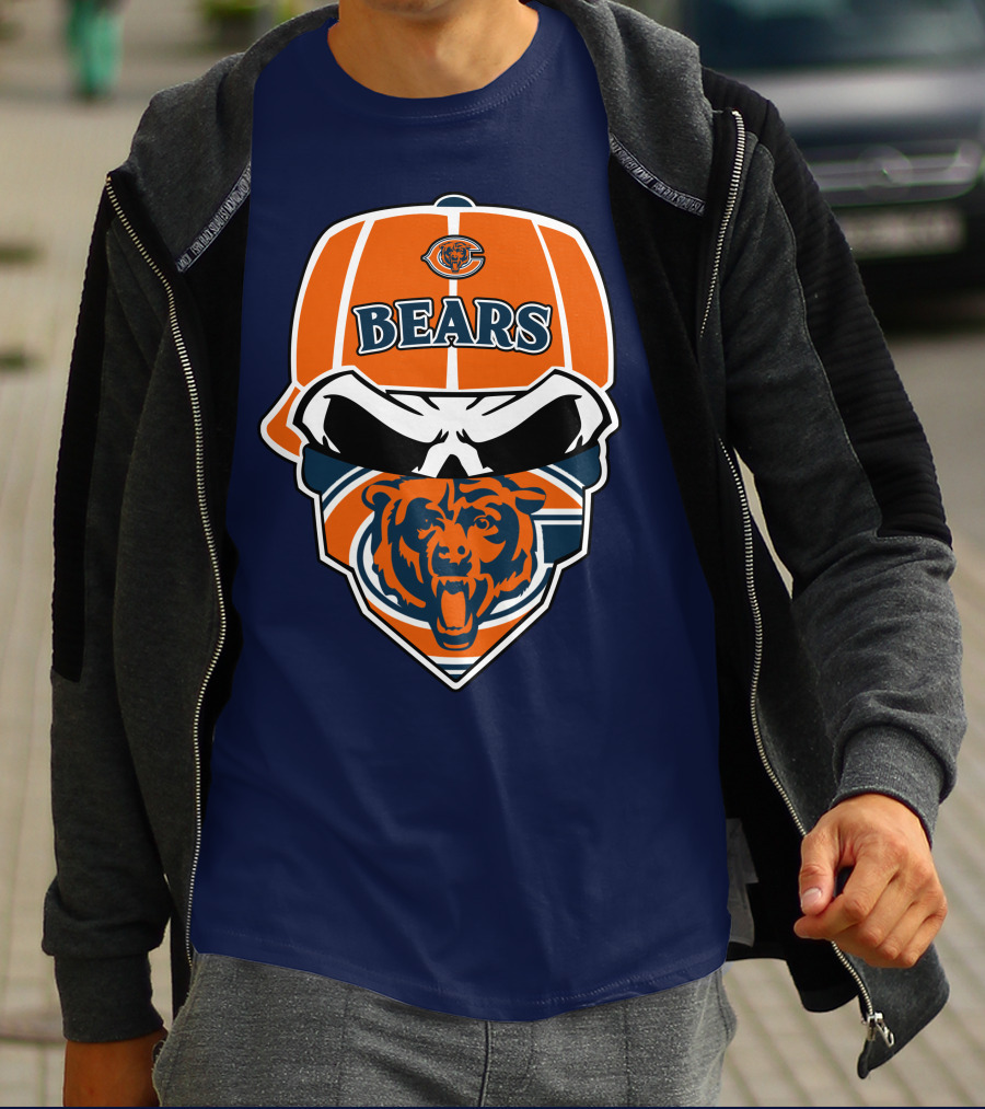 Chicago Bears 33 Skull Bandana Hat T-Shirt