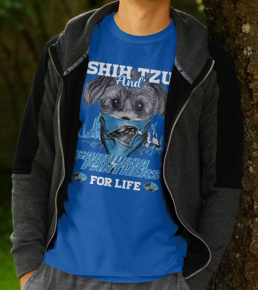Shih Tzu And Carolina Panthers For Life T-Shirt