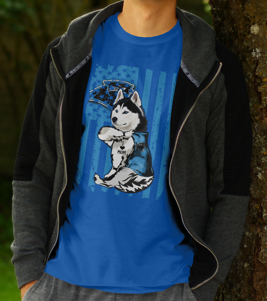 Siberian Husky Carolina Panthers I Love Mom Star T-Shirt