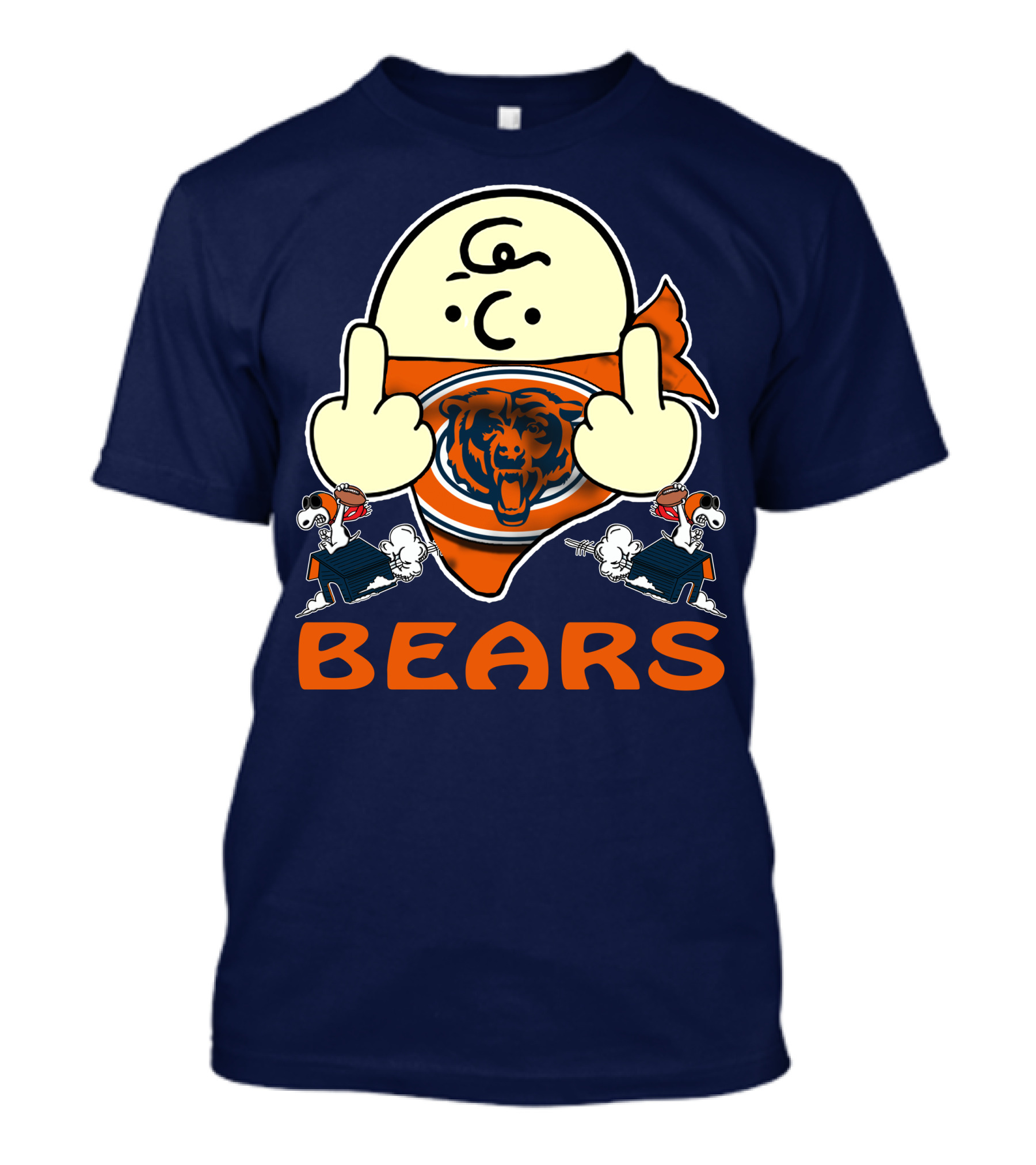 Chicago Bears Middle Finger Cartoon Logo With Orange Text And Vintage Sports Theme T-Shirt