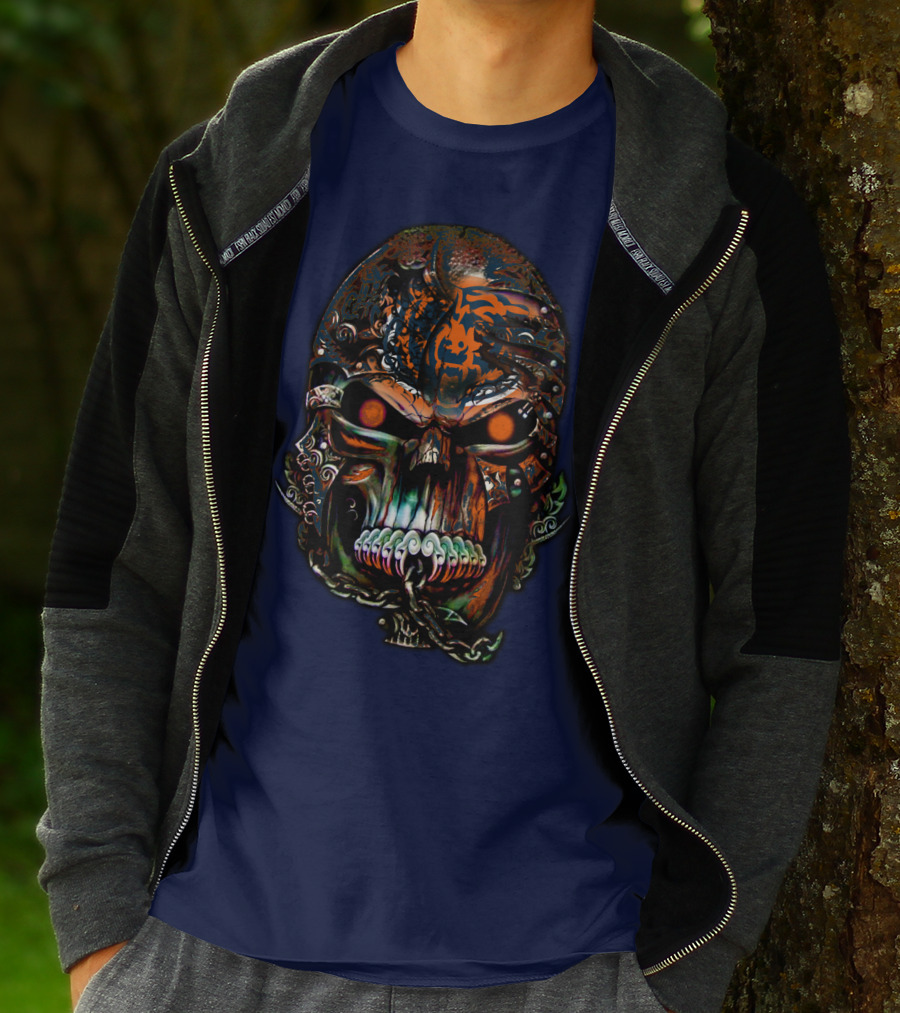 Chicago Bears Fiery Skull T-Shirt