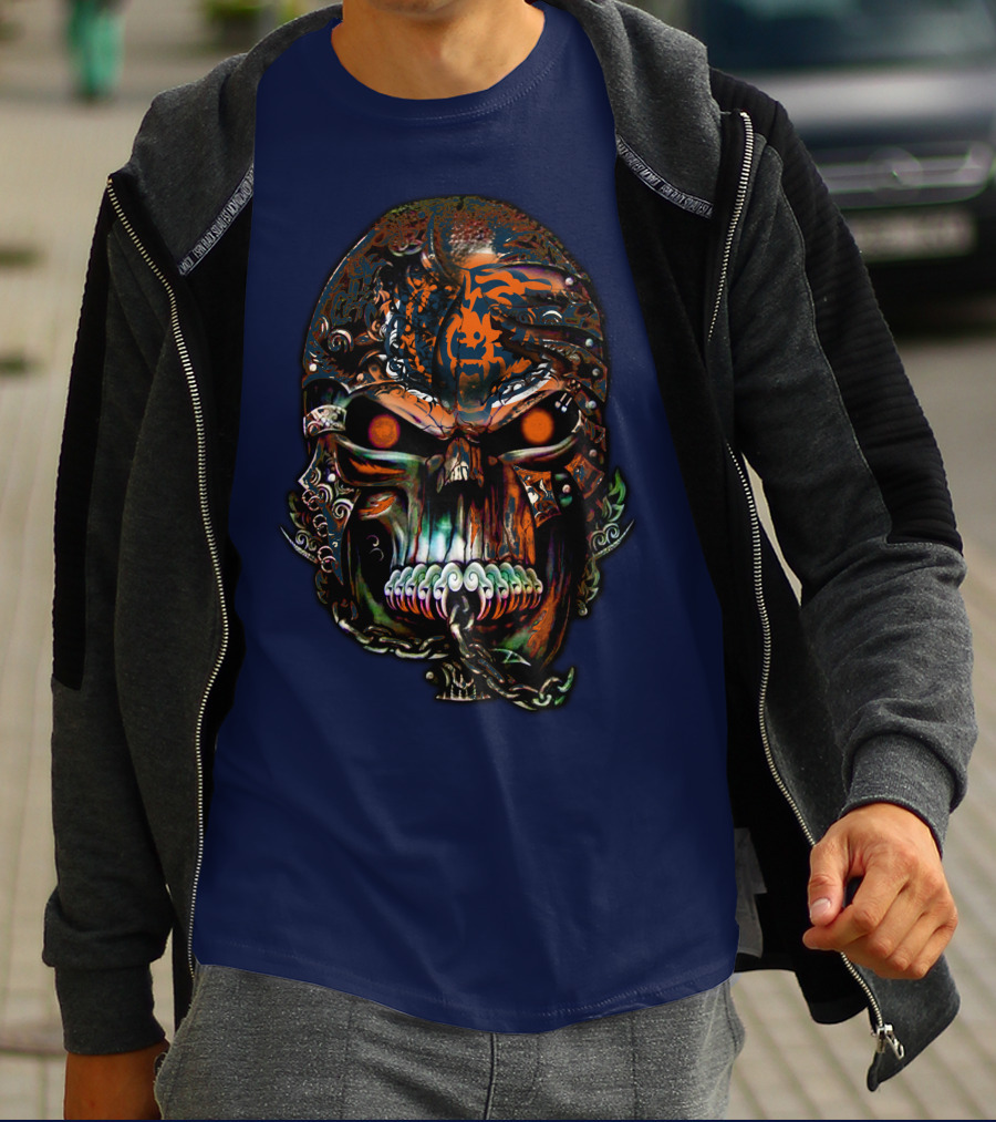 Chicago Bears Fiery Skull T-Shirt