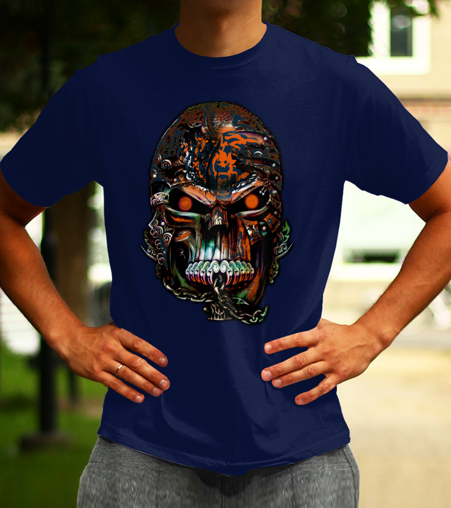 Chicago Bears Fiery Skull T-Shirt