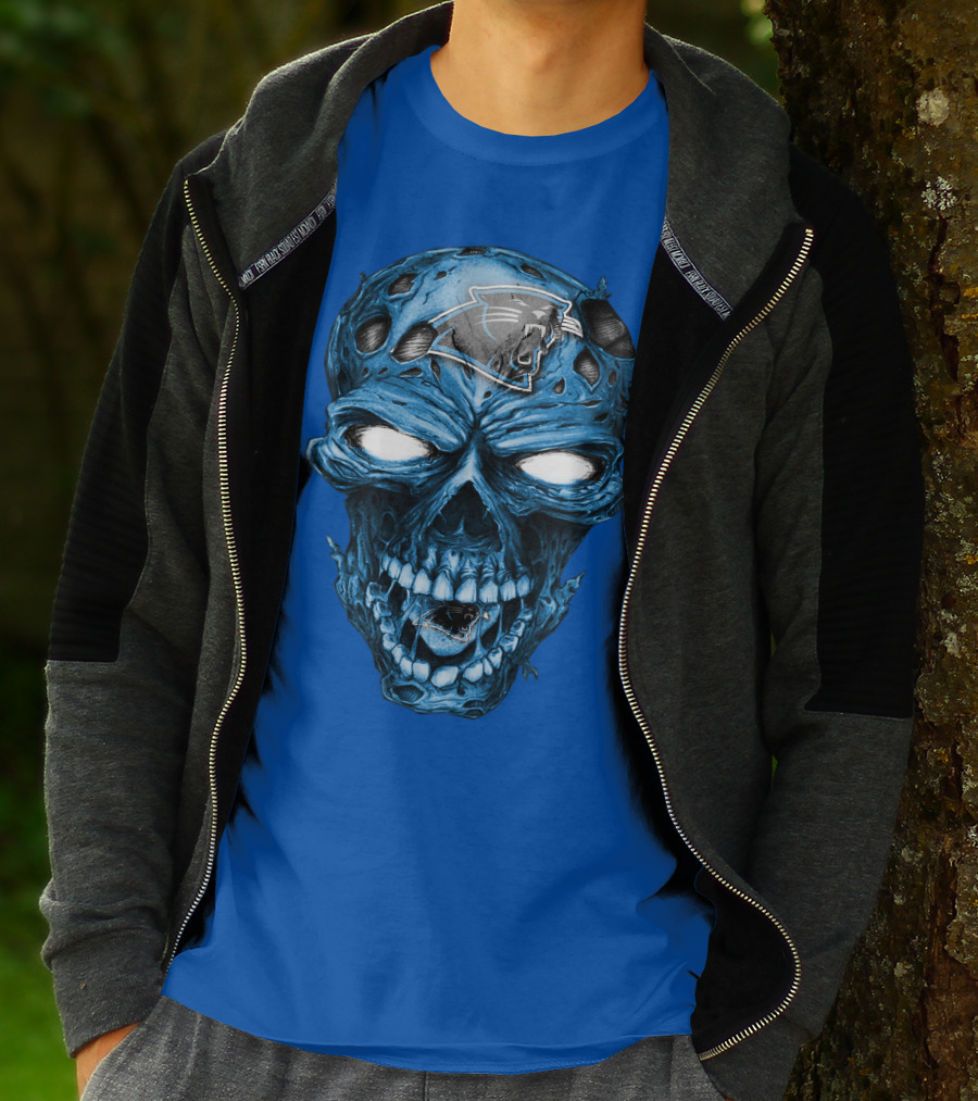 Carolina Panthers Blue Skull Supernatural Fan Gear T-Shirt