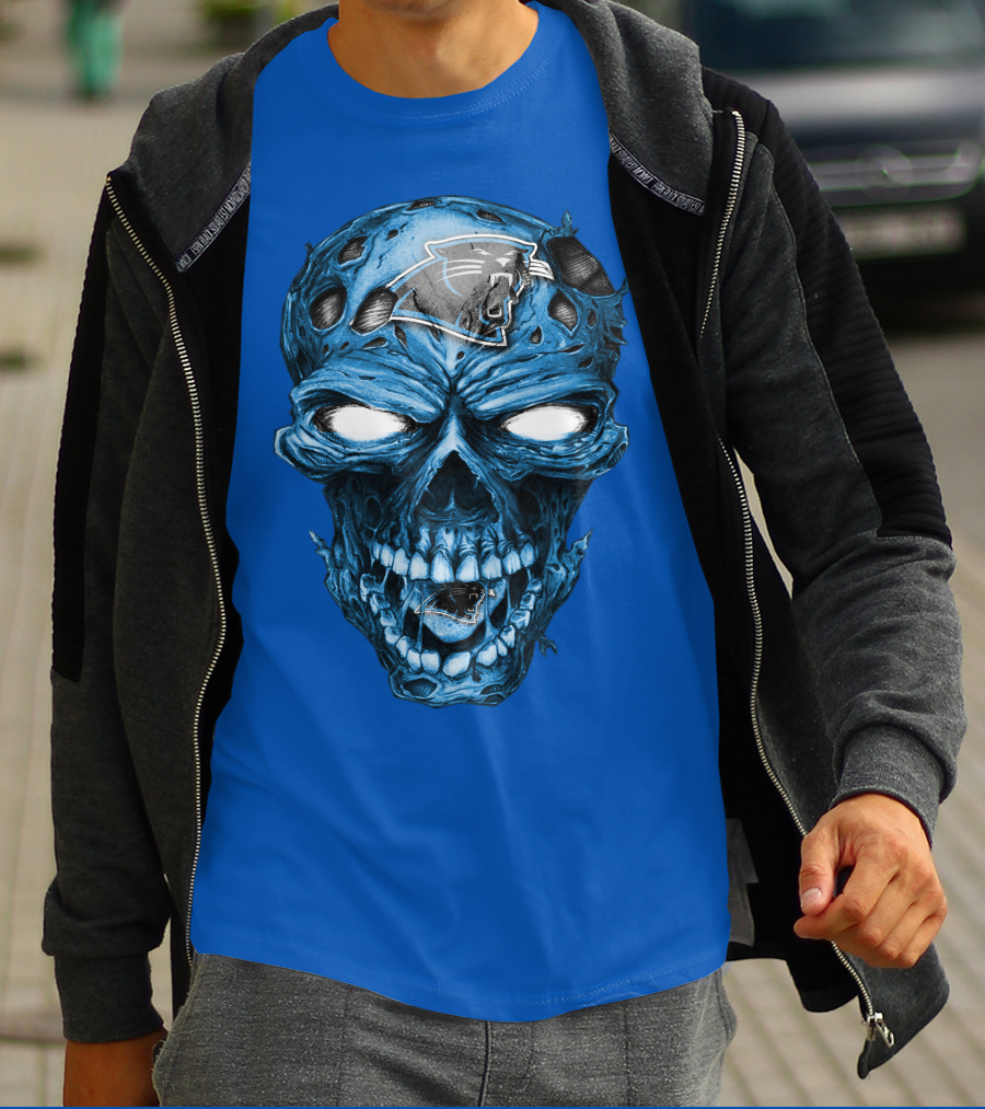 Carolina Panthers Blue Skull Supernatural Fan Gear T-Shirt