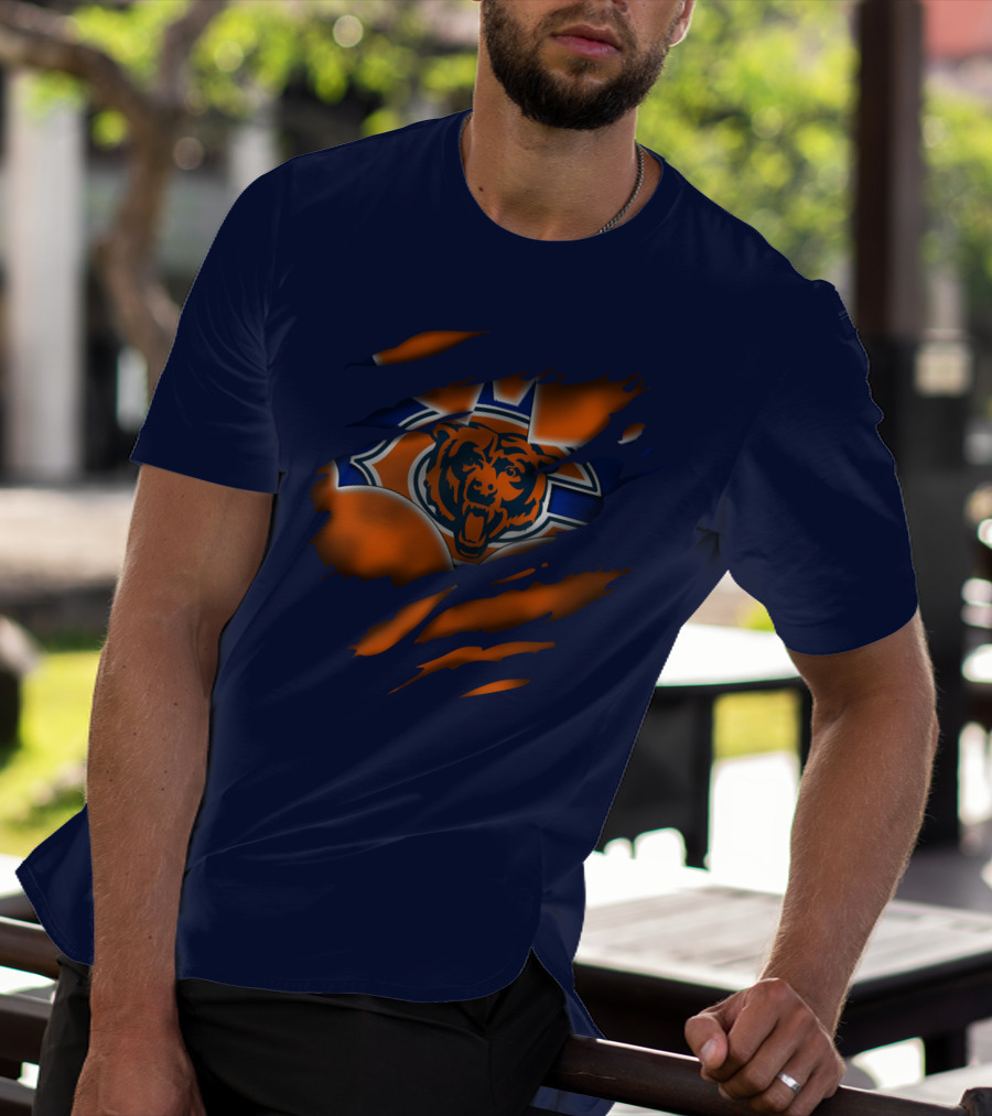 Chicago Bears 07 Vintage Logo Ripped Claw T-Shirt