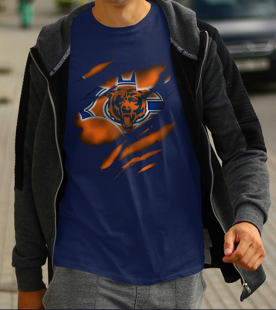 Chicago Bears 07 Vintage Logo Ripped Claw T-Shirt