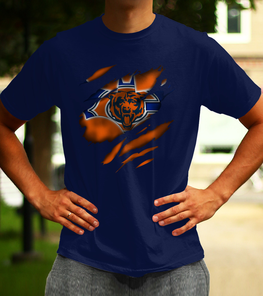 Chicago Bears 07 Vintage Logo Ripped Claw T-Shirt