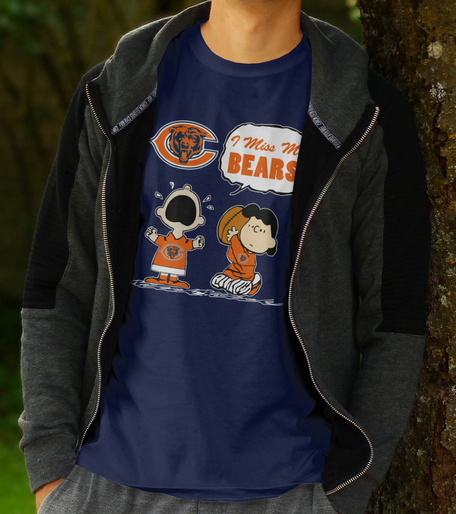 I Miss My Bears Chicago Bears Peanuts Characters T-Shirt