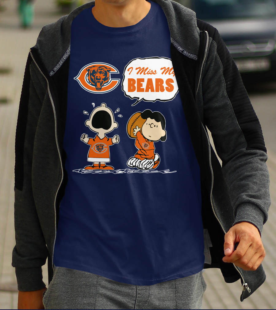 I Miss My Bears Chicago Bears Peanuts Characters T-Shirt