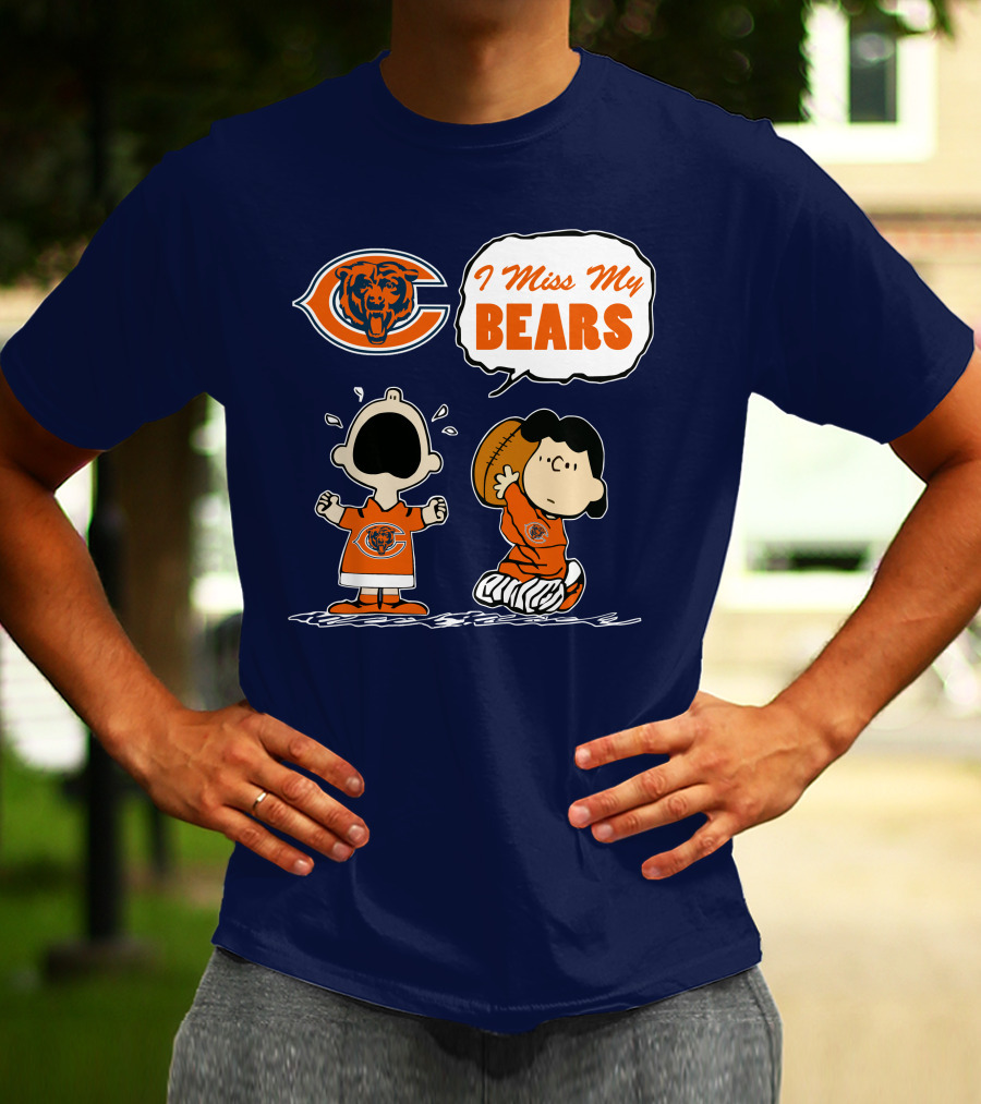I Miss My Bears Chicago Bears Peanuts Characters T-Shirt