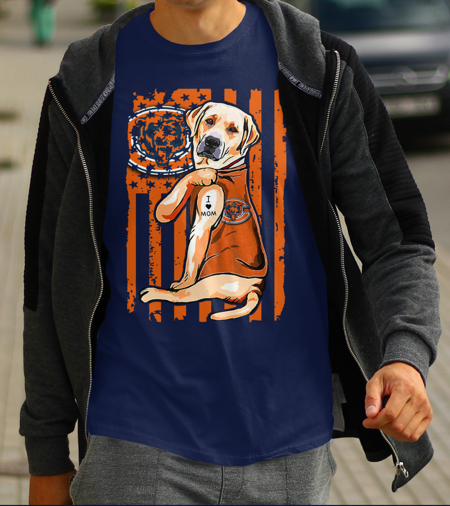 I LOVE MOM Labrador Retriever CHICAGO BEARS T-Shirt