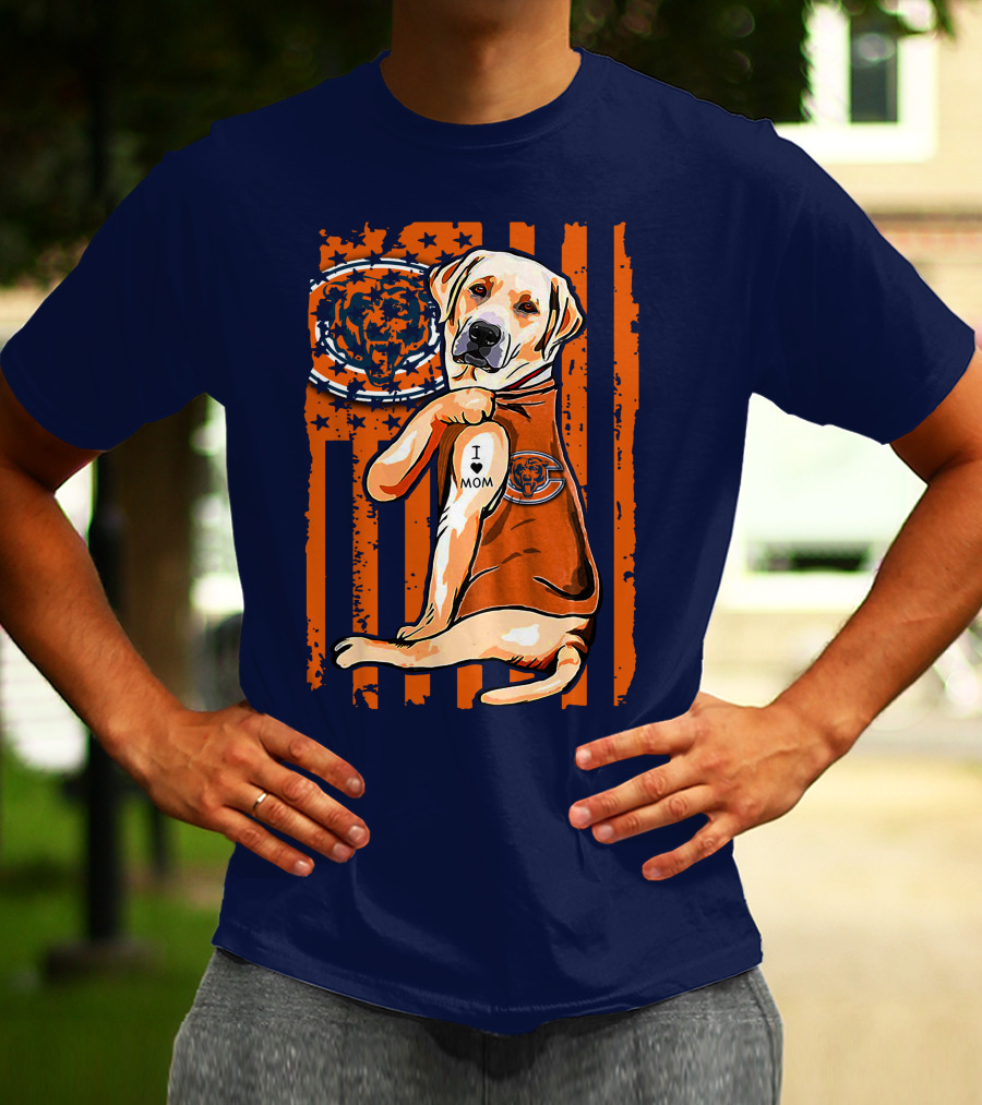 I LOVE MOM Labrador Retriever CHICAGO BEARS T-Shirt