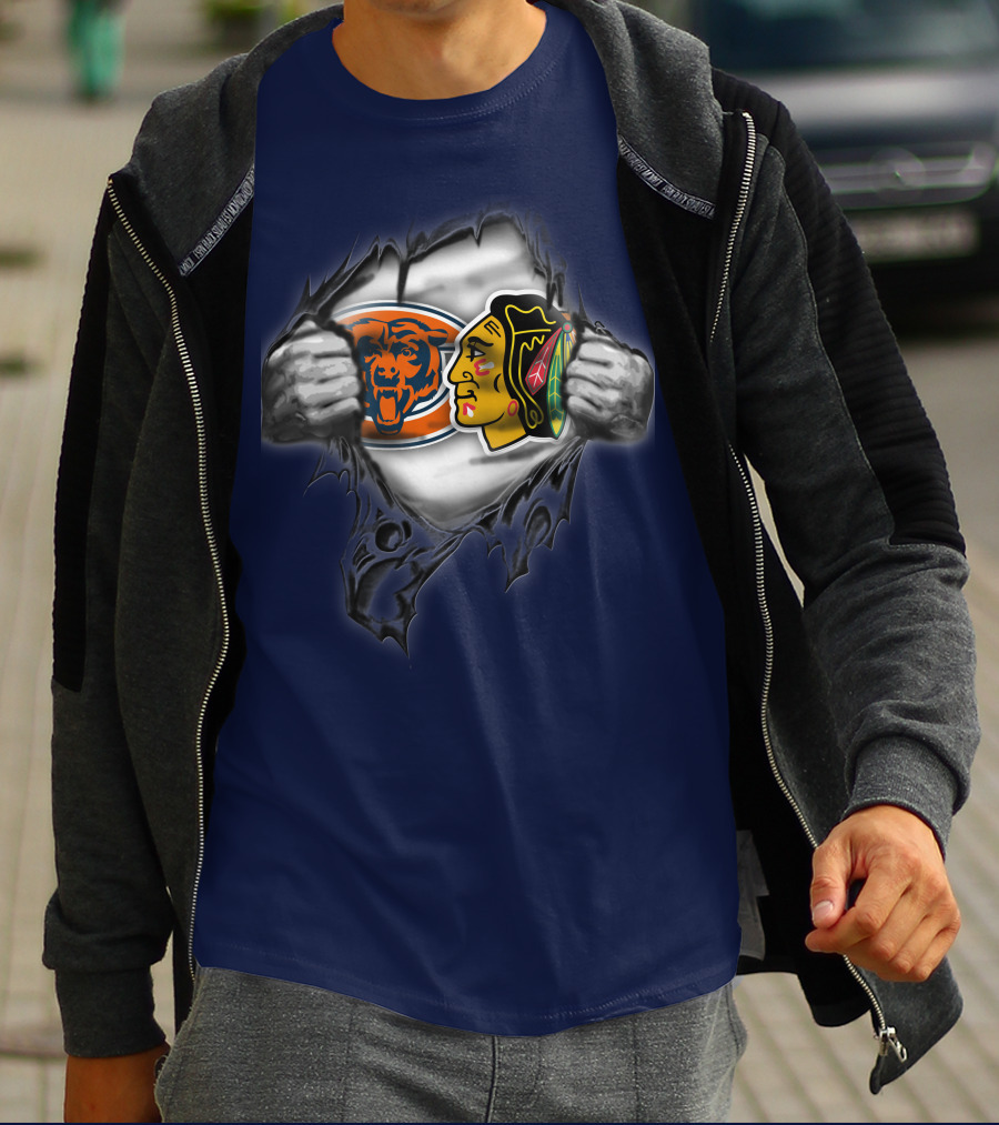 Chicago Bears Blackhawks Fan Mashup T-Shirt
