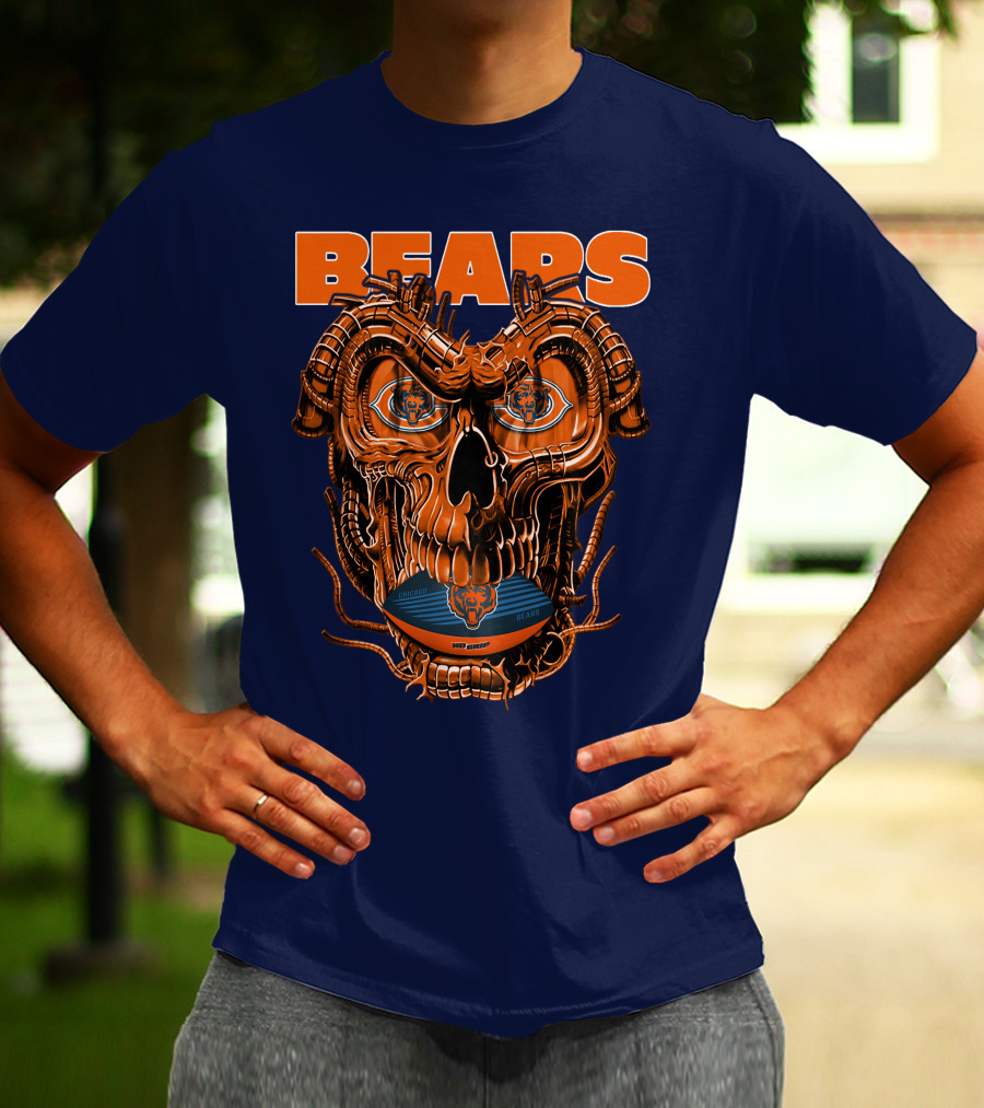 BEARS Dragonskull Football CHICAGO T-Shirt
